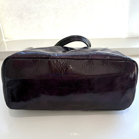 Coach Madison Diagonal Pleated Patent Leather Tote Bag Handbag 21300 Violet NEW - Picture 6 of 11